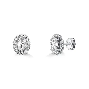 BRINCO  OVAL CRISTAL -  PRATA 925