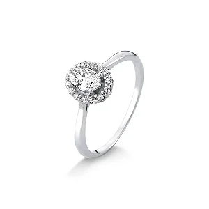 ANEL SOLITÁRIO OVAL PRINCESS- PRATA 925