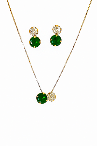 Conjunto Verde Esmeralda Amalfi - Banhando no Ouro18k