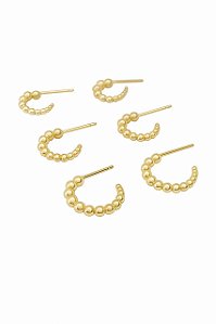 Trio de Brincos Argola Luna - Banhado A Ouro18k