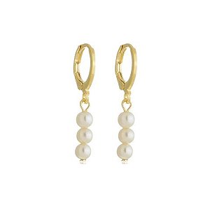 Brinco Pérola Amora - Banhado A Ouro18k