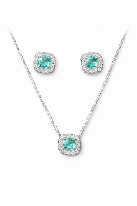 Conjunto Lumière Verde Turmalina - Ródio Branco