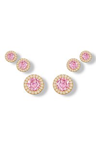 Trio de Brincos Safira Rosa Claro - Banhado Em Ouro18k