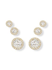 Trio de Brincos Cristal - Banhado Em Ouro18k