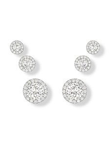 Trio de Brincos Cristal - Banhado Em Ródio Branco