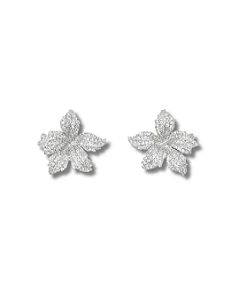 Brinco Noiva Flor Cravejada - Banhado Em Ródio Branco