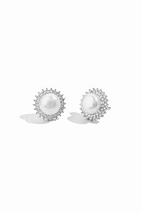 Brinco Noiva Pérola Belle - Banhado Em Ródio Branco