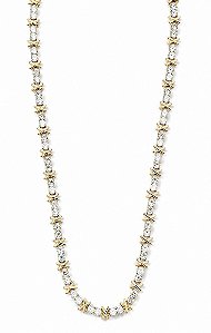 Colar Riviera X 45cm - Banhado em Ródio Branco e Ouro18k