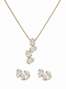 Conjunto Gotas Rizi - Banhado Em Ouro18k