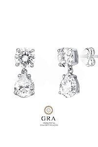Brinco Noiva Glam Moissanite - 6 quilates - Prata925 + Banho Ouro Branco