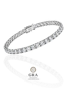 Pulseira Riviera Moissanite 4mm Prata 925 | Certificado GRA | Cor D VVS1 | Coello