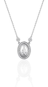 Colar Nossa Senhora das Graças - Prata 925 | Certificado GRA | Cor D VVS1 | Coello