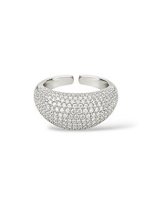Anel Ajustável Diamond Shine Cravejado - Ródio Branco