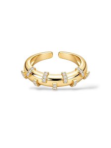 Anel Ajustável Sienna Com Cravações - Ouro18k