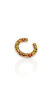 Piercing Fake Redondo Cravejado Com Zircônias Colors- Folheado A Ouro18K