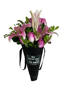 Premium Cone Luxo G Amália - Rosas e Lírios