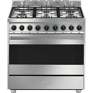 Cocina de piso SMEG B91GMXI9, 6 quemadores, horno eléctrico, 90 cm - 220 v  - Smeg Paraguay