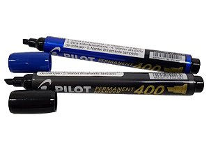 KIT 2 MARCADOR PERMANENTE MARKER 400 PONTA CHANFRADA PILOT