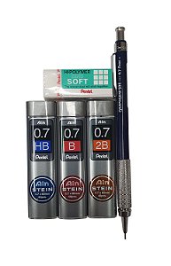 Kit Lapiseira Graphgear 500 0.7 + Grafite B Hb 2B + Borracha