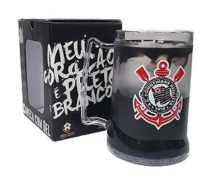 Caneca do Corinthians Gel Congelante Presente Corinthiano Licenciado Preto Mascote