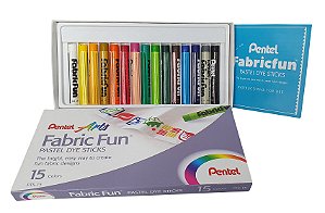 Giz Pastel Pentel Para Tecido Arts Fabric Fun 15 Cores PTS15