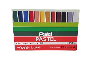 Giz Pastel Seco Pentel Profissional com 12 Cores GA-12AD