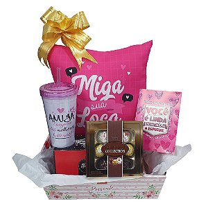 Kit de presente para amiga Ferrero Rocher Almofada Amizade