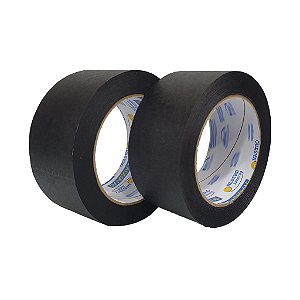 Kit De Fita Crepe Adesiva Larga Preta 2 Rolos 48mm X 50m