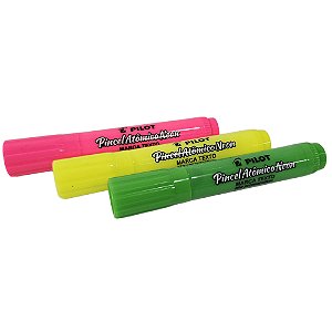 Kit de Pincel Atomico Neon Marca Texto Pilot 3 Cores