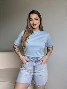 T-SHIRT GOLA ALTA LISA - AZUL BEBE