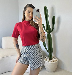 T-SHIRT GOLA ALTA LISA - VERMELHO