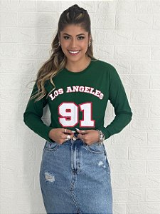 T-SHIRT MANGA LONGA LOS ANGELES 91 - VERDE INTENSO