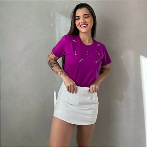 T-SHIRT MINI LAVANDAS (BORDADA) - ROXO