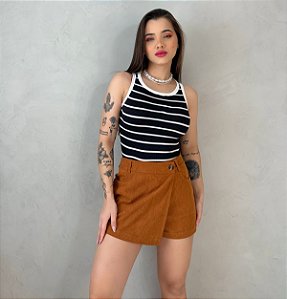 REGATA CROPPED LISTRADO - PRETO