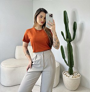 T-SHIRT MANGA DOBRADA - TERRACOTA