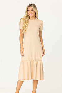 VESTIDO MANGA PRINCESA - BEGE DESERTO