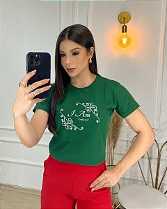 T-SHIRT I AM C/APLICAÇAO - VERDE INTENSO