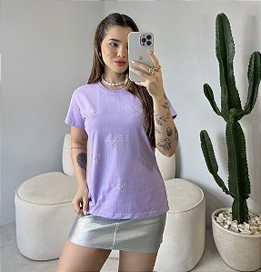 T-SHIRT MINI LAÇOS C/STRASS - LILÁS