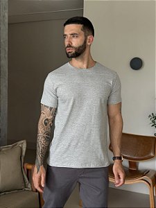 CAMISETA MASCULINA LISA - CINZA MESCLA