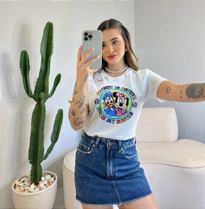 T-SHIRT MINNIE E MARGARIDA VELUDO - OFF WHITE