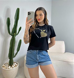 T-SHIRT IT ALWAYS SEEMS C/STRASS - PRETO