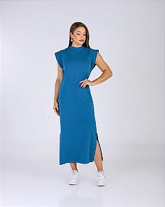 VESTIDO MUSCLE TEE MIDI CONFORT - AZUL PETROLEO