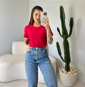 T-SHIRT MANGA DOBRADA - VERMELHO