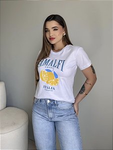T-SHIRT AMALFI COAST ITALIA LIMÕES - BRANCO