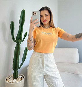 T-SHIRT COLCCI SPORT C/GLITTER - LARANJA CANDY