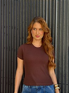 T-SHIRT CANELADA - MARROM EXPRESSO