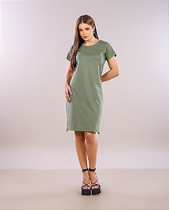 VESTIDO DRESS LISO - FOLHA SECA