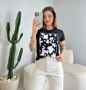 T-SHIRT TEXAS COWPRINT - PRETO