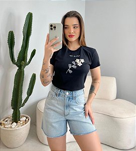 T-SHIRT SEJA GRATO C/APLICAÇÃO - PRETO