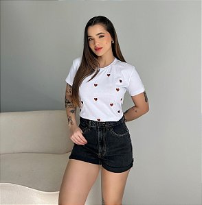 T-SHIRT CORAÇÃO TOTAL (BORDADO) - BRANCO